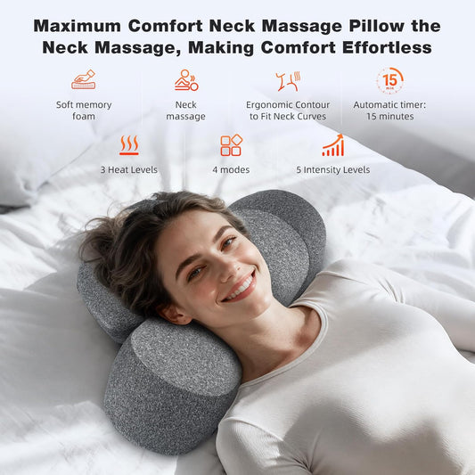 Electric Neck Massager Pillow Cervical Stretcher Heating Vibration Massage Back Traction Orthopedic Sleeping Pillows Support