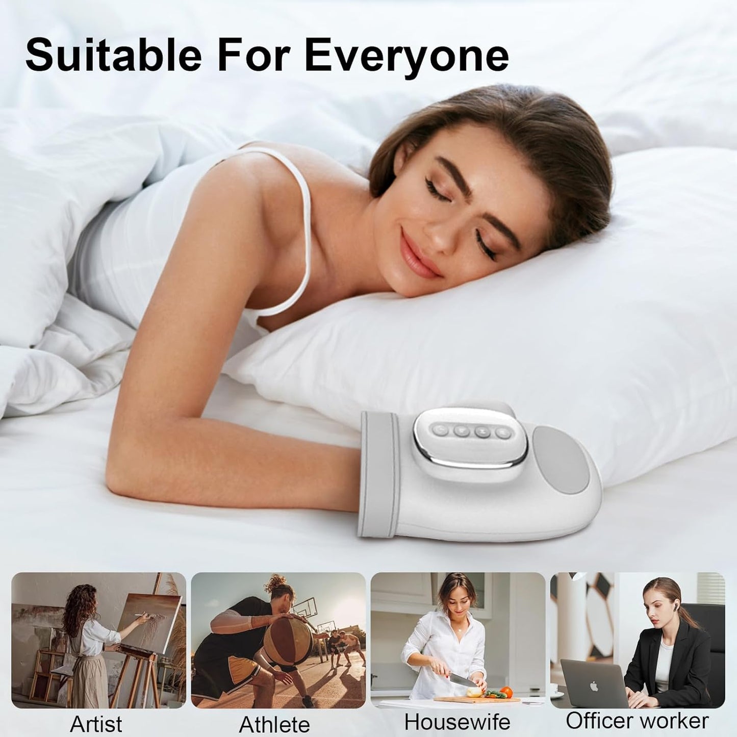 Hand Massager with Heat and Airbag Compression Carpal Tunnel Wrist Finger Kneading Massage Device Electric Vibration Gloves