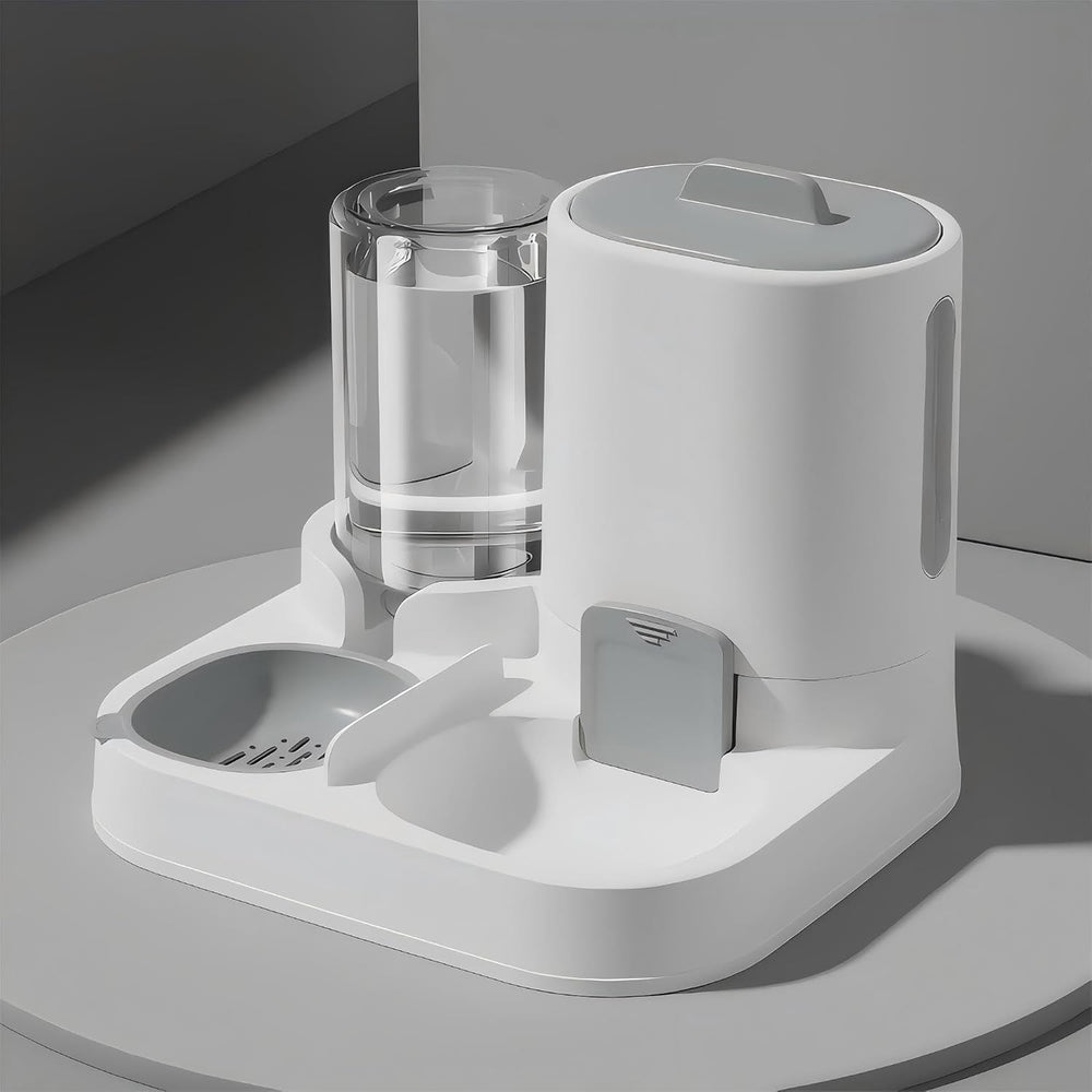 Automatic Cat Feeder and Water Dispenser Set, 2-in-1 Gravity Food Bowl Station for Small Medium Cats Dogs Puppy Kitten Rabbits, Auto Feeding Supplies
