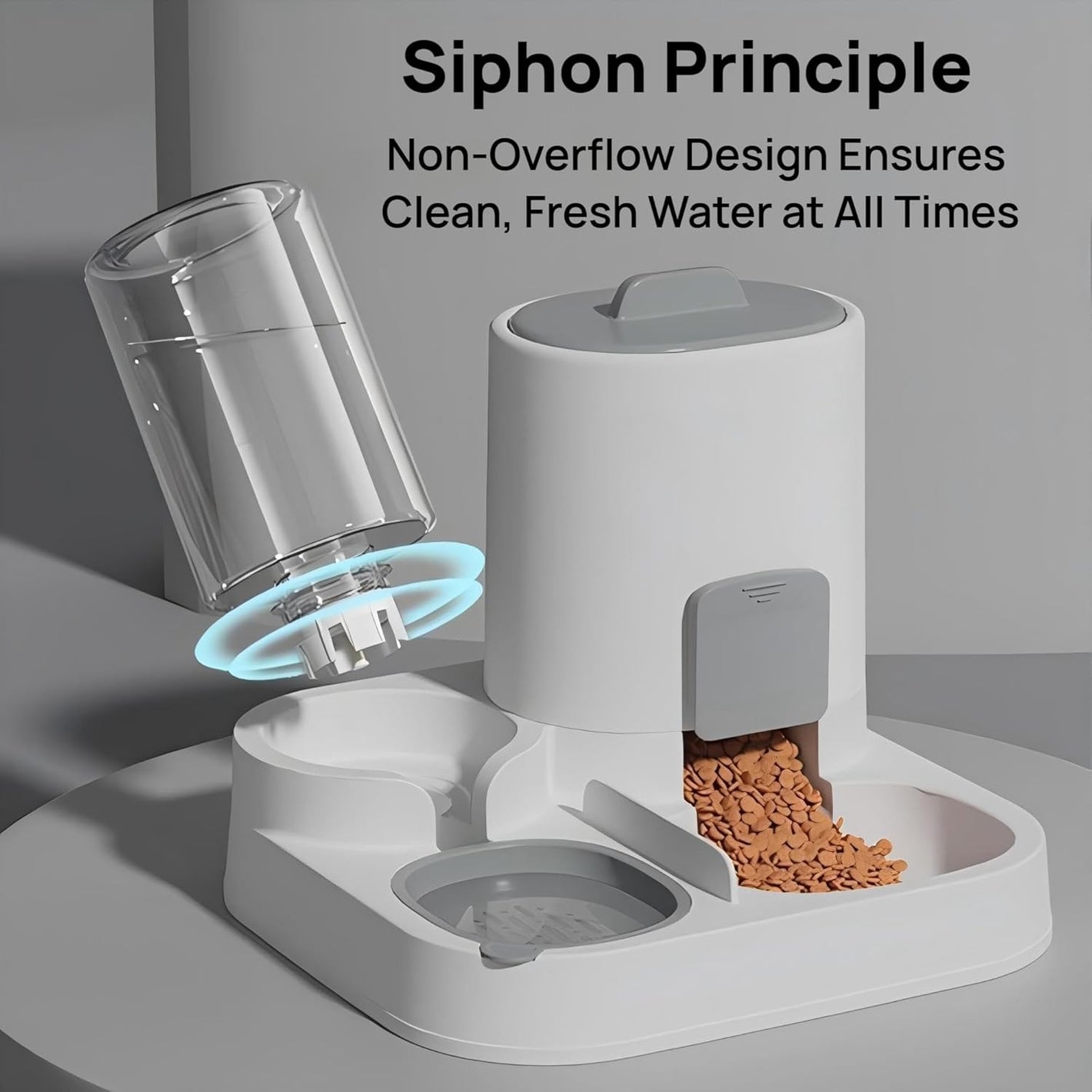 Automatic Cat Feeder and Water Dispenser Set, 2-in-1 Gravity Food Bowl Station for Small Medium Cats Dogs Puppy Kitten Rabbits, Auto Feeding Supplies