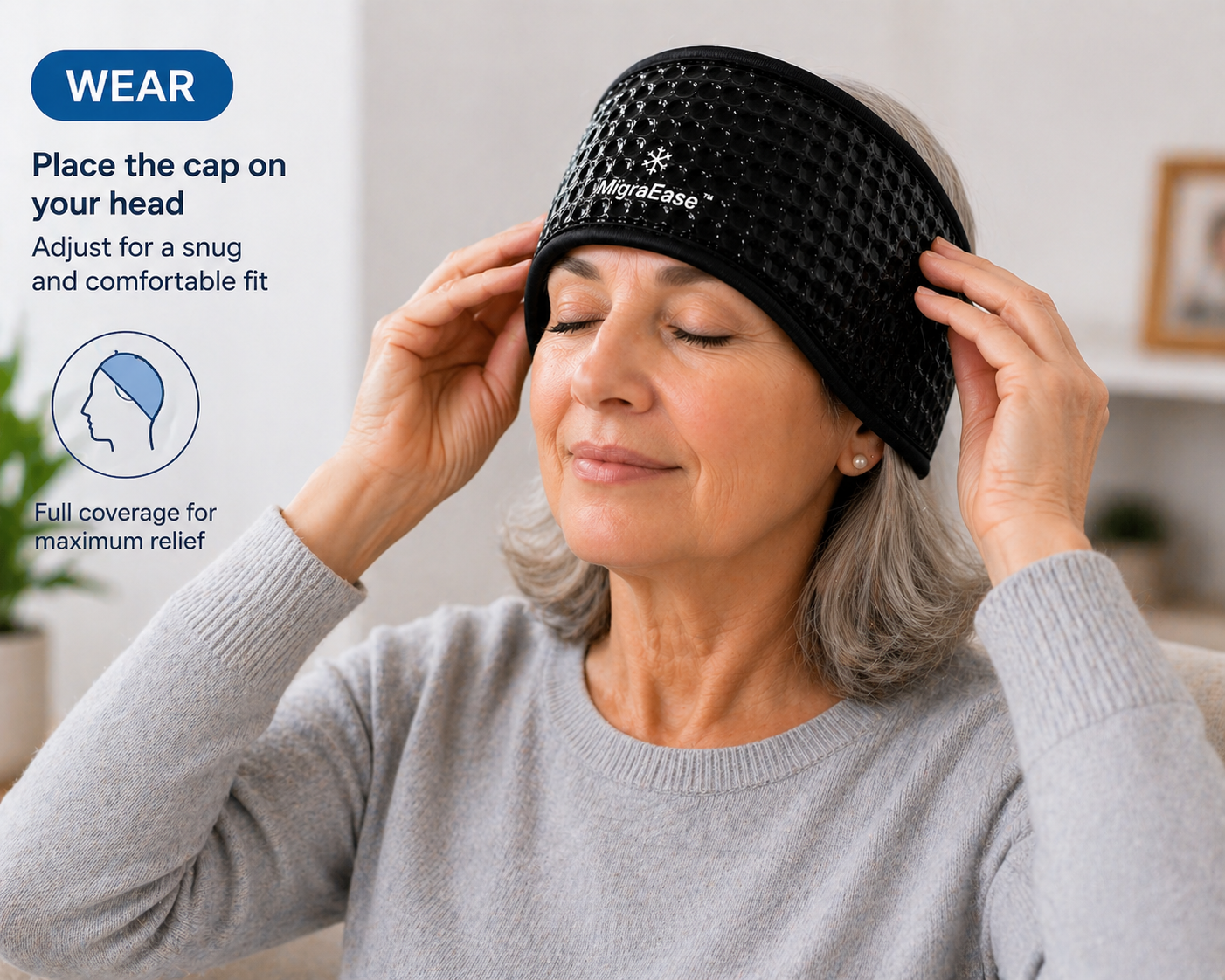Gel Ice Headache Migraine Relief Hat Cold Compress Therapy Cap Ice Head Wrap Pack Eye Mask For Pressure Relieve Pain Ice Hat