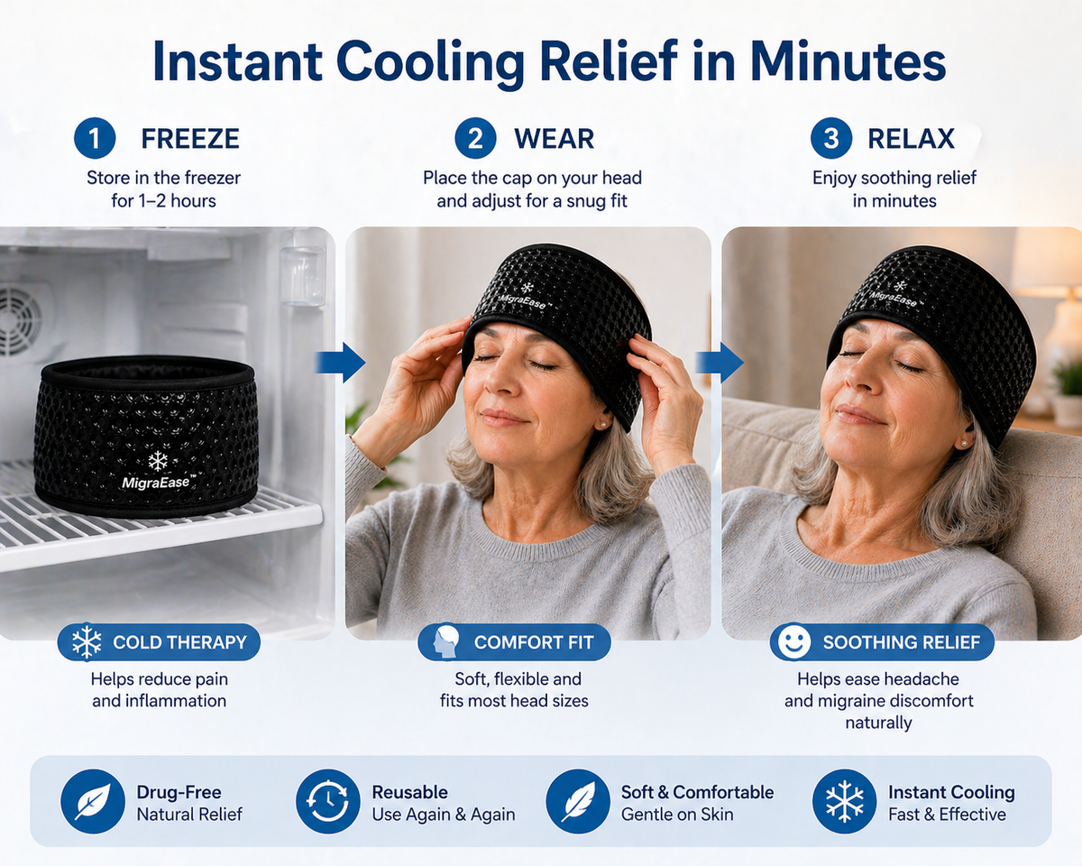 Gel Ice Headache Migraine Relief Hat Cold Compress Therapy Cap Ice Head Wrap Pack Eye Mask For Pressure Relieve Pain Ice Hat