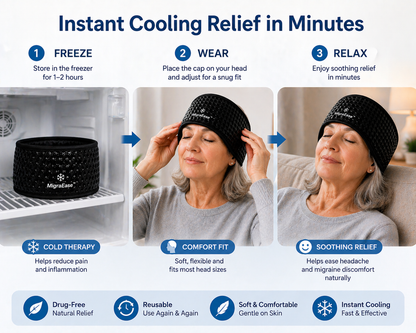 Gel Ice Headache Migraine Relief Hat Cold Compress Therapy Cap Ice Head Wrap Pack Eye Mask For Pressure Relieve Pain Ice Hat