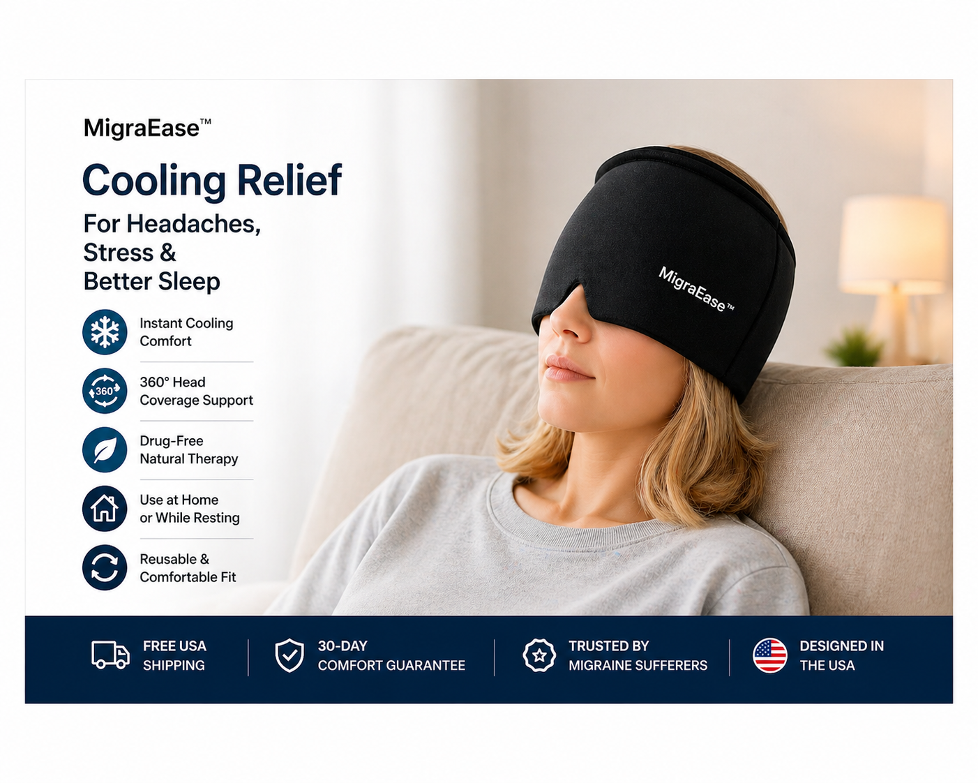 Gel Ice Headache Migraine Relief Hat Cold Compress Therapy Cap Ice Head Wrap Pack Eye Mask For Pressure Relieve Pain Ice Hat