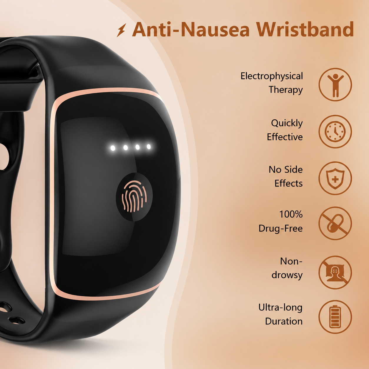 Travel Morning Sickness Wrist Band Rechargeable Pulse Strap Design Relieve Nausea Electrode Stimulator Relief Motion Sickness