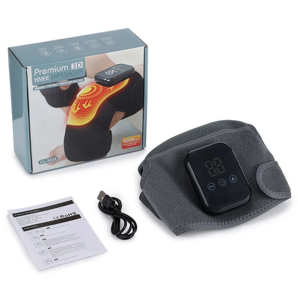 1Pcs Heated Knee Wrap 3 Levels Adjustable Electric Heating Knee Protection Massager Hot Compress Vibrating Knee Heating Pad