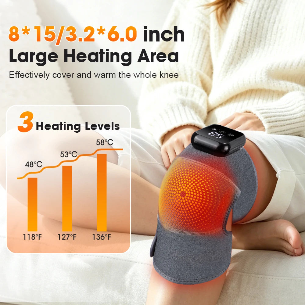1Pcs Heated Knee Wrap 3 Levels Adjustable Electric Heating Knee Protection Massager Hot Compress Vibrating Knee Heating Pad