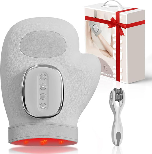 Hand Massager with Heat and Airbag Compression Carpal Tunnel Wrist Finger Kneading Massage Device Electric Vibration Gloves